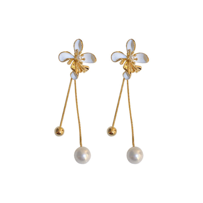 Wholesale 926 needle alloy pearl flower earrings JDC-ES-BY145 Earrings 宝钰 Wholesale Jewelry JoyasDeChina Joyas De China