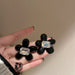 Wholesale 926 Needle Alloy Rhinestone Earrings JDC-ES-BY100 Earrings 宝钰 black Flowers Wholesale Jewelry JoyasDeChina Joyas De China
