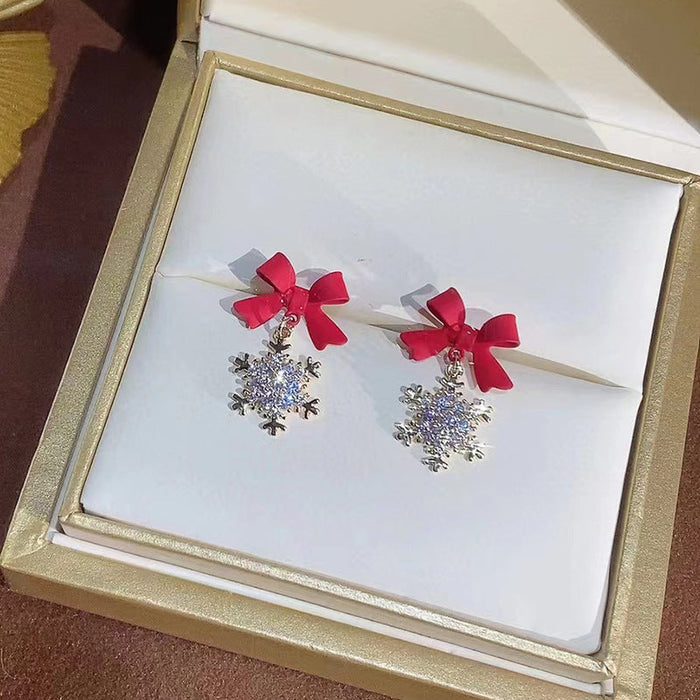 Wholesale 926 Needle Alloy Zircon Snowflake Earrings JDC-ES-BY131 Earrings 宝钰 red Wholesale Jewelry JoyasDeChina Joyas De China
