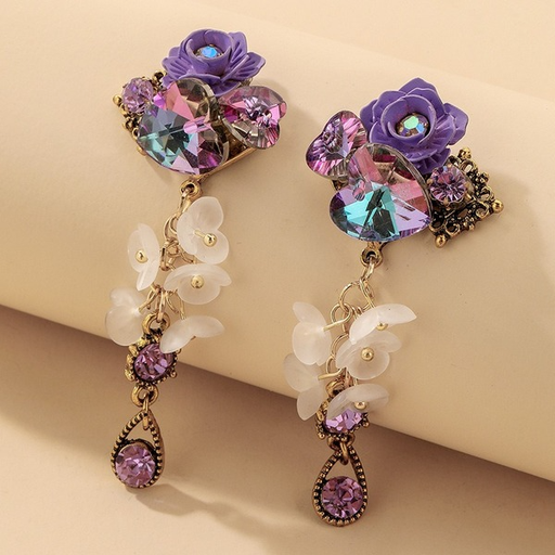 Wholesale 926 Needle Purple Crystal Acrylic Alloy Earrings JDC-ES-YWJQ002 Earrings JoyasDeChina Wholesale Jewelry JoyasDeChina Joyas De China
