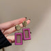Wholesale 926 Needle Square Acrylic Alloy Earrings JDC-ES-BY113 Earrings 宝钰 purple Wholesale Jewelry JoyasDeChina Joyas De China