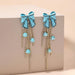 Wholesale 926 needle with Rhinestone and crystal bow earrings JDC-ES-JQ002 Earrings JoyasDeChina blue Wholesale Jewelry JoyasDeChina Joyas De China