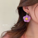 Wholesale Acrylic Alloy Felt Flower Smiley Earrings JDC-ES-BY186 Earrings 宝钰 Wholesale Jewelry JoyasDeChina Joyas De China