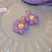Wholesale Acrylic Alloy Felt Flower Smiley Earrings JDC-ES-BY186 Earrings 宝钰 purple Wholesale Jewelry JoyasDeChina Joyas De China