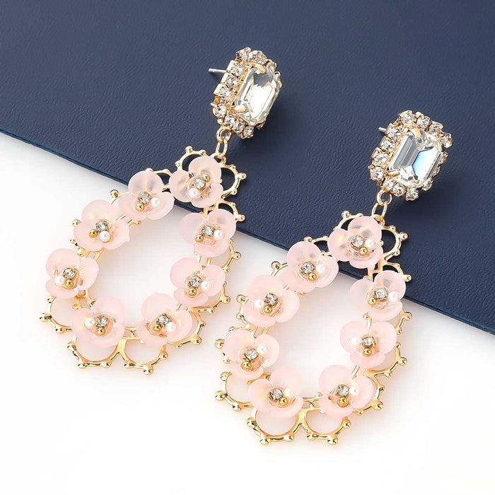 Wholesale acrylic and diamond resin drop earrings JDC-ES-JL083 Earrings JoyasDeChina pink Wholesale Jewelry JoyasDeChina Joyas De China
