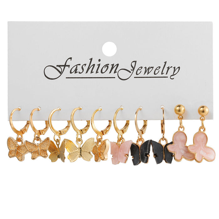Wholesale Acrylic Butterfly Alloy Earrings Set JDC-ES-F612 Earrings 韩之尚 54184 set Wholesale Jewelry JoyasDeChina Joyas De China