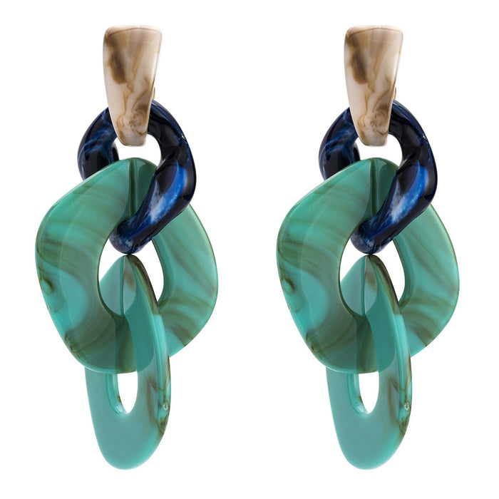 Wholesale Acrylic Chain Earrings JDC-ES-BenD001 Earrings 本笃 green Wholesale Jewelry JoyasDeChina Joyas De China