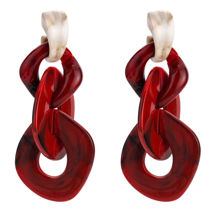 Wholesale Acrylic Chain Earrings JDC-ES-BenD001 Earrings 本笃 red Wholesale Jewelry JoyasDeChina Joyas De China