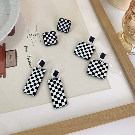 Wholesale acrylic checkerboard earrings JDC-ES-W364 Earrings JoyasDeChina Wholesale Jewelry JoyasDeChina Joyas De China