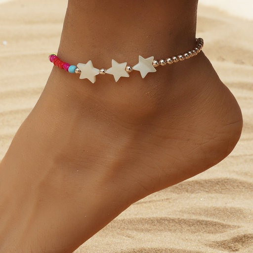 Bulk Jewelry Wholesale acrylic color beaded star Bohemian national wind anklet JDC-AS-A047 Wholesale factory from China YIWU China
