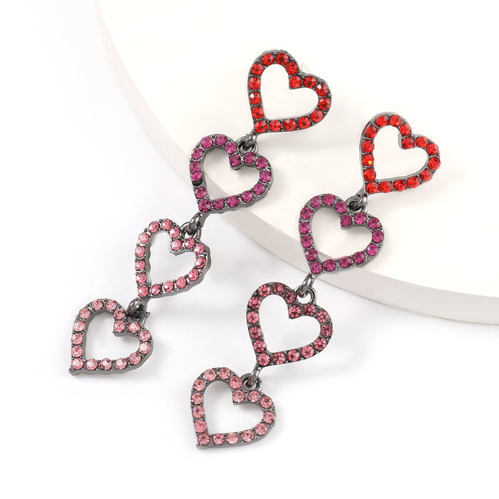 Wholesale Acrylic Diamond Heart Shaped Alloy Earrings JDC-ES-JL086 Earrings JoyasDeChina red pink Wholesale Jewelry JoyasDeChina Joyas De China