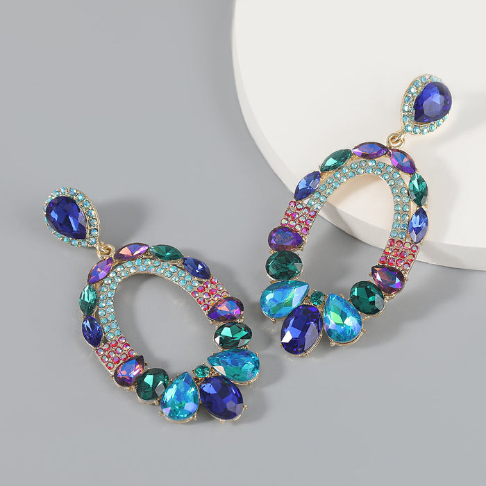 Wholesale acrylic glass diamond alloy earrings JDC-ES-JL042 Earrings JoyasDeChina blue color Wholesale Jewelry JoyasDeChina Joyas De China