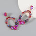 Wholesale acrylic glass diamond alloy earrings JDC-ES-JL042 Earrings JoyasDeChina rose red color Wholesale Jewelry JoyasDeChina Joyas De China