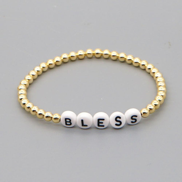 Bulk Jewelry Wholesale acrylic gold-plated non-fading gold beads color letter bracelet JDC-BT-RXGBH006 Wholesale factory from China YIWU China