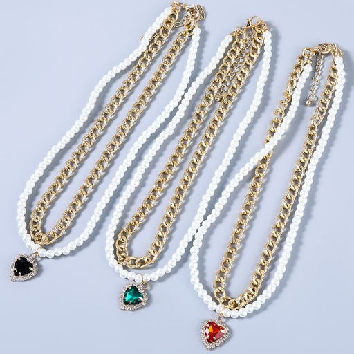 Wholesale Acrylic Heart Shaped Double Alloy Necklaces JDC-NE-JL121 Necklaces JoyasDeChina Wholesale Jewelry JoyasDeChina Joyas De China