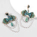 Wholesale Acrylic imitation pearl bow earrings women JDC-ES-JL714 Earrings 氿乐 green Wholesale Jewelry JoyasDeChina Joyas De China
