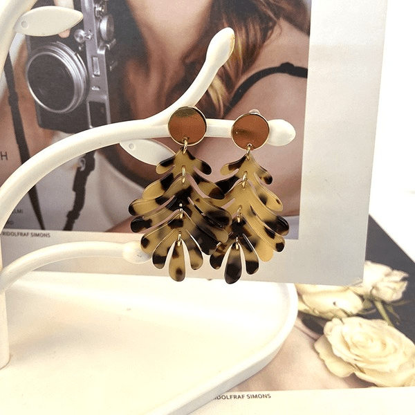 Wholesale acrylic leaf earrings JDC-ES-ZhanY017 Earrings 展言 Wholesale Jewelry JoyasDeChina Joyas De China