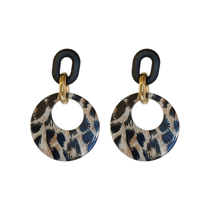 Wholesale acrylic leopard geometric Circle Earrings JDC-ES-BY-076 Earrings 宝钰 Wholesale Jewelry JoyasDeChina Joyas De China
