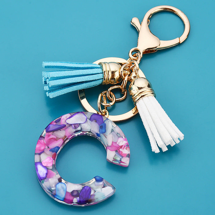 Wholesale acrylic letter color tassel keychains JDC-KC-WAN008 Keychains 沃安 B Wholesale Jewelry JoyasDeChina Joyas De China