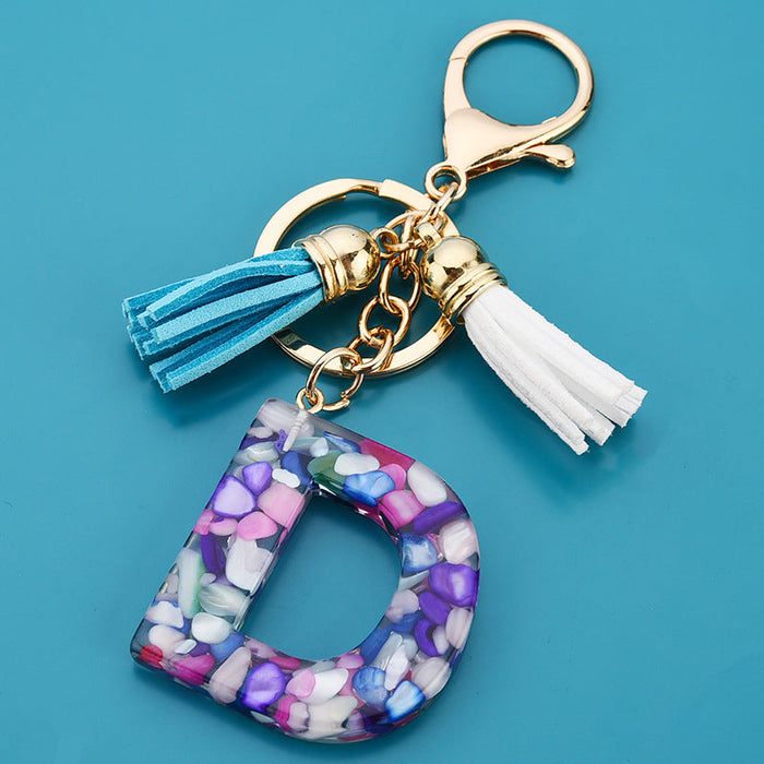 Wholesale acrylic letter color tassel keychains JDC-KC-WAN008 Keychains 沃安 C Wholesale Jewelry JoyasDeChina Joyas De China