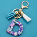 Wholesale acrylic letter color tassel keychains JDC-KC-WAN008 Keychains 沃安 C Wholesale Jewelry JoyasDeChina Joyas De China