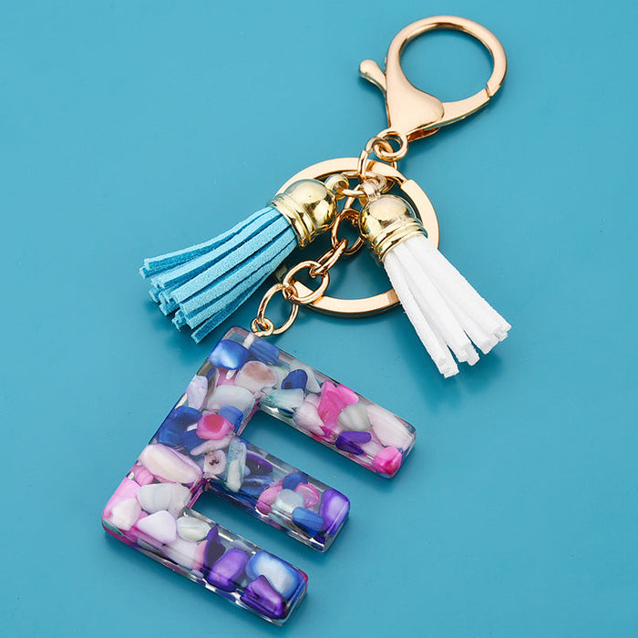 Wholesale acrylic letter color tassel keychains JDC-KC-WAN008 Keychains 沃安 D Wholesale Jewelry JoyasDeChina Joyas De China