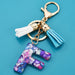 Wholesale acrylic letter color tassel keychains JDC-KC-WAN008 Keychains 沃安 E Wholesale Jewelry JoyasDeChina Joyas De China