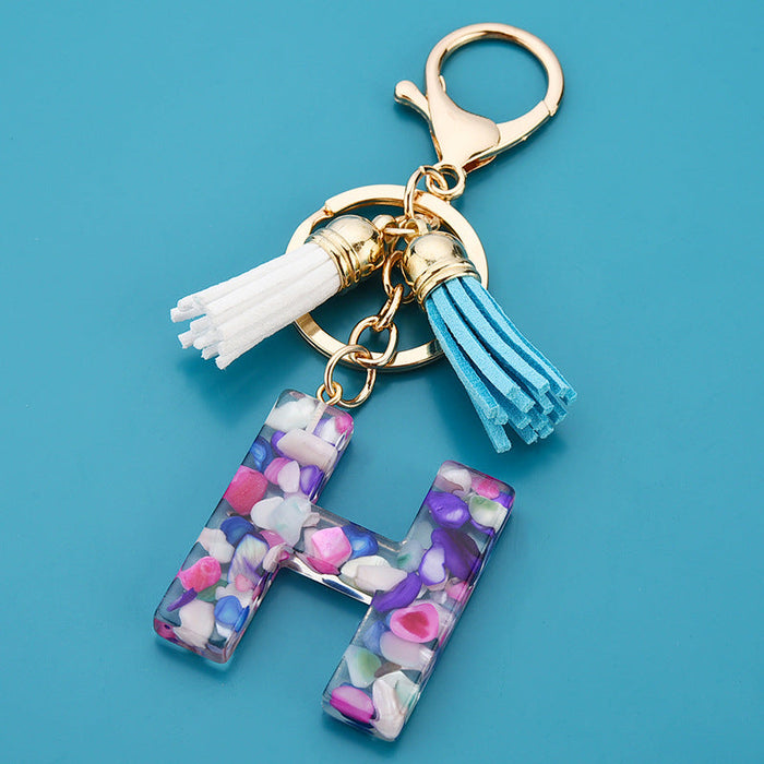 Wholesale acrylic letter color tassel keychains JDC-KC-WAN008 Keychains 沃安 G Wholesale Jewelry JoyasDeChina Joyas De China