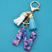 Wholesale acrylic letter color tassel keychains JDC-KC-WAN008 Keychains 沃安 M Wholesale Jewelry JoyasDeChina Joyas De China