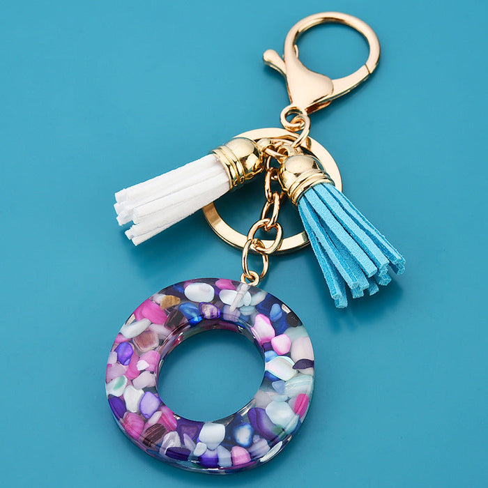 Wholesale acrylic letter color tassel keychains JDC-KC-WAN008 Keychains 沃安 N Wholesale Jewelry JoyasDeChina Joyas De China