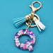 Wholesale acrylic letter color tassel keychains JDC-KC-WAN008 Keychains 沃安 P Wholesale Jewelry JoyasDeChina Joyas De China