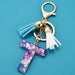 Wholesale acrylic letter color tassel keychains JDC-KC-WAN008 Keychains 沃安 S Wholesale Jewelry JoyasDeChina Joyas De China