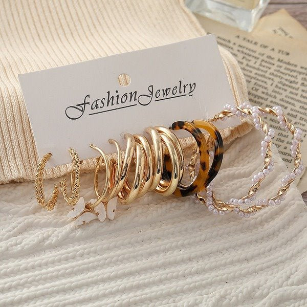 Wholesale Acrylic Pearl Alloy Butterfly Earrings Set JDC-ES-F611 Earrings 韩之尚 Wholesale Jewelry JoyasDeChina Joyas De China