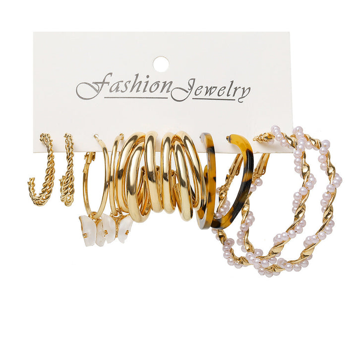 Wholesale Acrylic Pearl Alloy Butterfly Earrings Set JDC-ES-F611 Earrings 韩之尚 54732 set Alloy Pearl Acrylic Wholesale Jewelry JoyasDeChina Joyas De China
