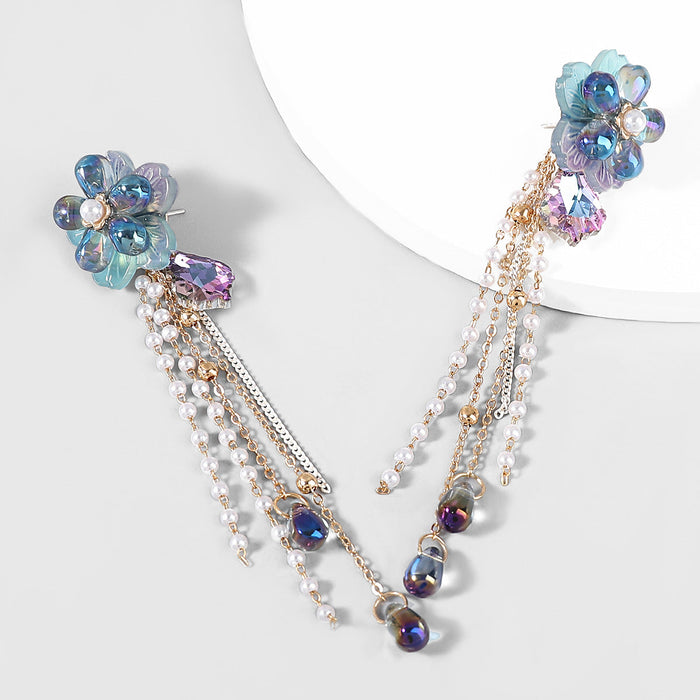 Wholesale Acrylic resin flower tassel earrings women JDC-ES-JL721 Earrings 氿乐 blue Wholesale Jewelry JoyasDeChina Joyas De China