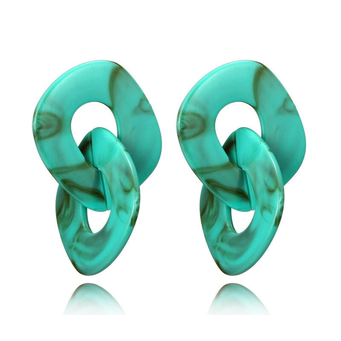 Wholesale Acrylic Resin Leopard Print Alloy Earrings JDC-ES-XC344 Earrings 夏晨 green Wholesale Jewelry JoyasDeChina Joyas De China