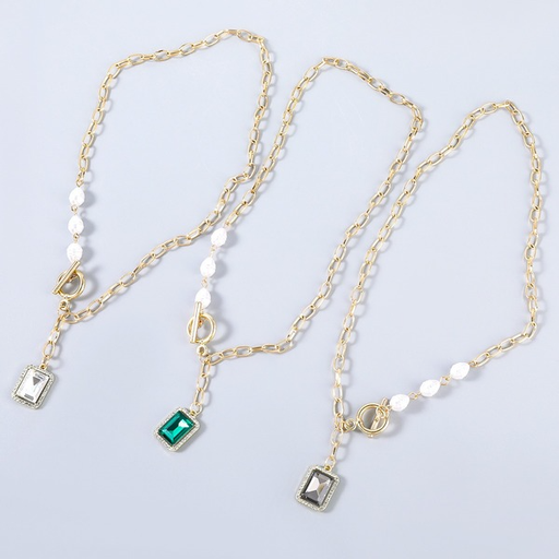 Wholesale acrylic square pendant alloy necklaces JDC-NE-JL122 necklaces JoyasDeChina Wholesale Jewelry JoyasDeChina Joyas De China