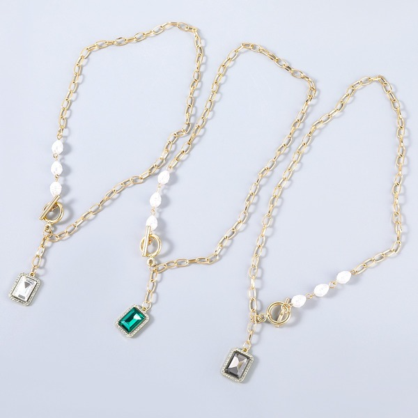 Wholesale acrylic square pendant alloy necklaces JDC-NE-JL122 necklaces JoyasDeChina Wholesale Jewelry JoyasDeChina Joyas De China