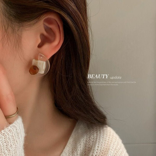 Wholesale acrylic white coffee Earrings JDC-ES-BY057 Earrings 宝钰 Wholesale Jewelry JoyasDeChina Joyas De China