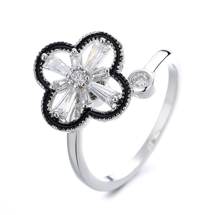 Wholesale adjustable rose lucky grass hand ornaments JDC-RS-KLR001 Rings 梅陇卡莱尔 Diamond clover Adjustable opening Wholesale Jewelry JoyasDeChina Joyas De China
