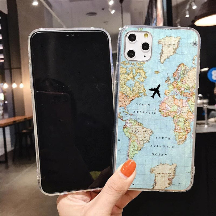 Wholesale Airplane Map Apple 12pro for transparent iPhone 11 phone soft case JDC-PC-KEX003 Phone Cases 科讯 Wholesale Jewelry JoyasDeChina Joyas De China