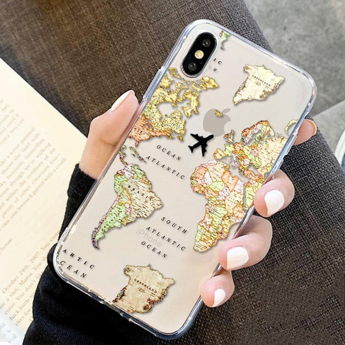 Wholesale Airplane Map Apple 12pro for transparent iPhone 11 phone soft case JDC-PC-KEX003 Phone Cases 科讯 Wholesale Jewelry JoyasDeChina Joyas De China