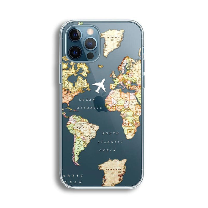 Wholesale Airplane Map Apple 12pro for transparent iPhone 11 phone soft case JDC-PC-KEX003 Phone Cases 科讯 Wholesale Jewelry JoyasDeChina Joyas De China