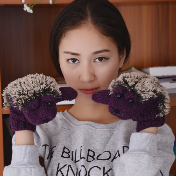 Wholesale all finger cartoon hedgehog gloves JDC-GS-GSTR007 Gloves JoyasDeChina violet Average code Wholesale Jewelry JoyasDeChina Joyas De China