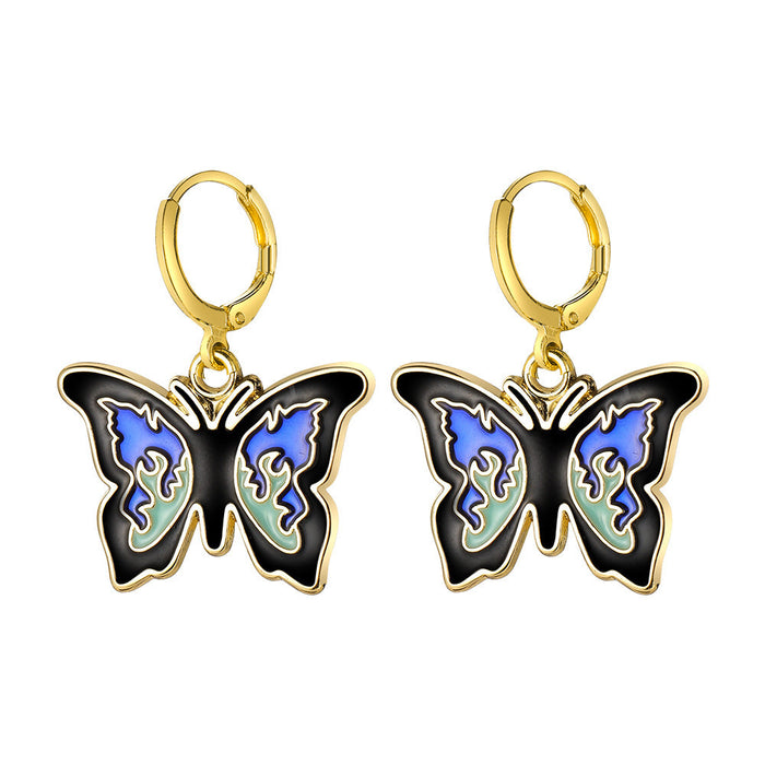 Wholesale Alloy Acrylic Butterfly Earrings JDC-ES-F614 Earrings 韩之尚 5507102 Dripping oil Wholesale Jewelry JoyasDeChina Joyas De China