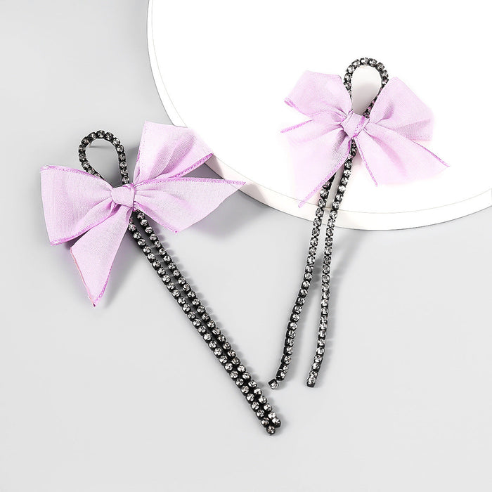 Wholesale alloy acrylic fabric bowknot earrings JDC-ES-JL733 Earrings 氿乐 purple Wholesale Jewelry JoyasDeChina Joyas De China