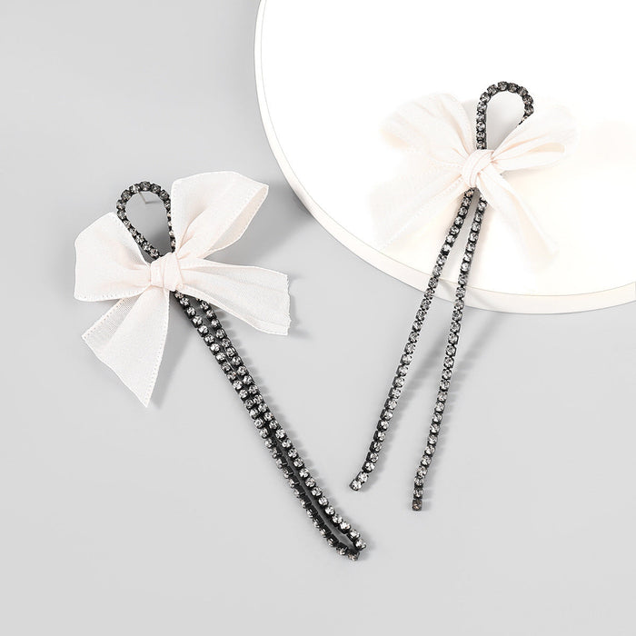 Wholesale alloy acrylic fabric bowknot earrings JDC-ES-JL733 Earrings 氿乐 white Wholesale Jewelry JoyasDeChina Joyas De China