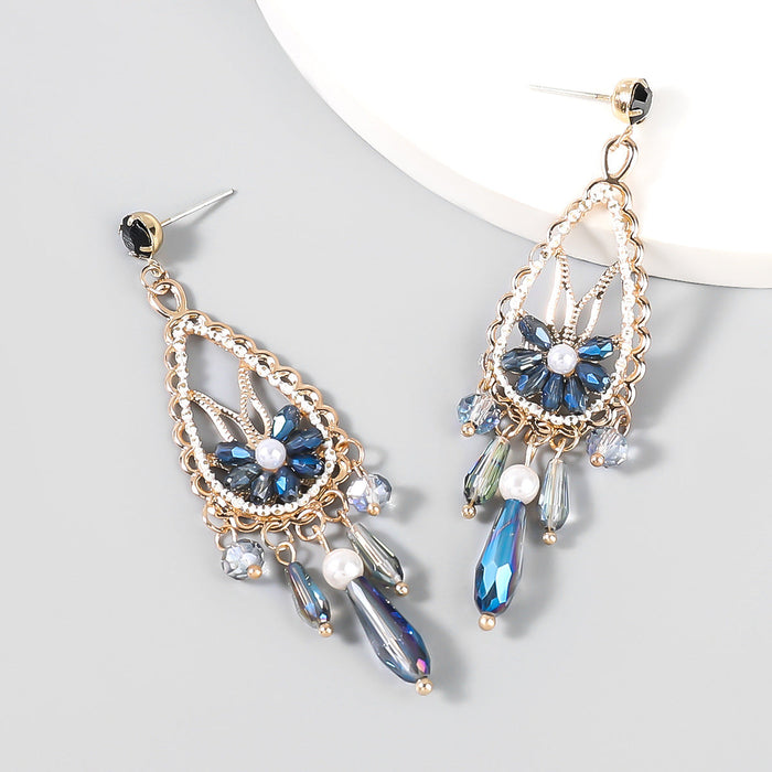 Wholesale Alloy Acrylic Imitation Pearl Tassel Earrings JDC-ES-JL744 Earrings 氿乐 blue Wholesale Jewelry JoyasDeChina Joyas De China