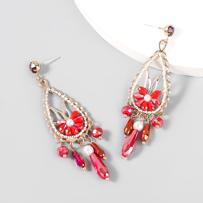 Wholesale Alloy Acrylic Imitation Pearl Tassel Earrings JDC-ES-JL744 Earrings 氿乐 red Wholesale Jewelry JoyasDeChina Joyas De China