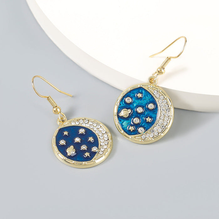 Wholesale Alloy Acrylic Moon Earrings JDC-ES-JL727 Earrings 氿乐 blue Wholesale Jewelry JoyasDeChina Joyas De China